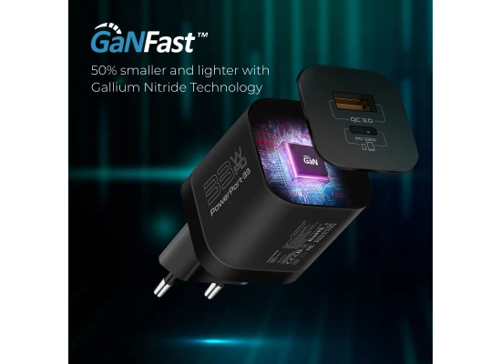 Promate PowerPort-33W Power Delivery GaNFast™ Charging Adapter  